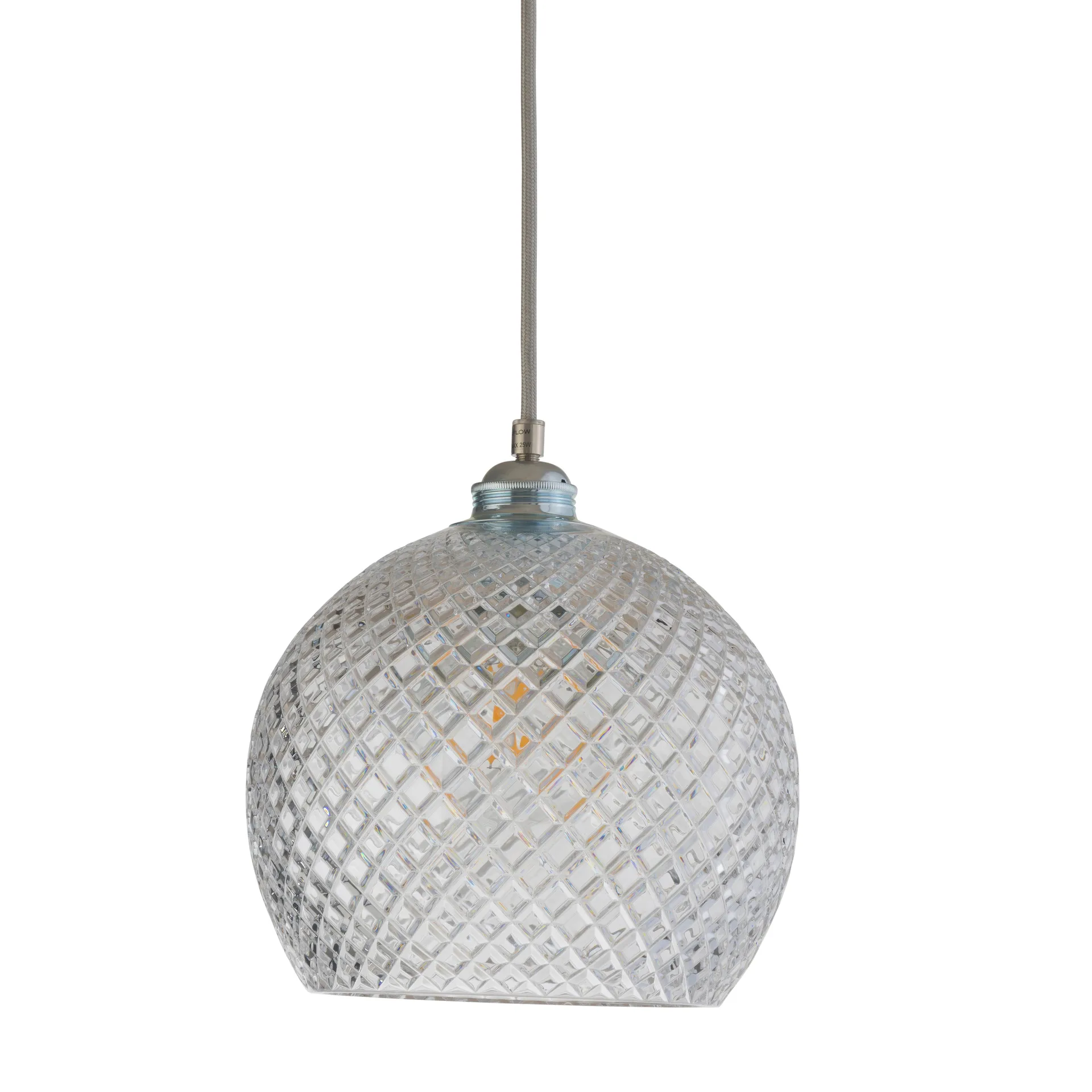 Lampe à suspension Rowan Crystal Ø 22 cm, Small check avec câble argenté EBB & FLOW