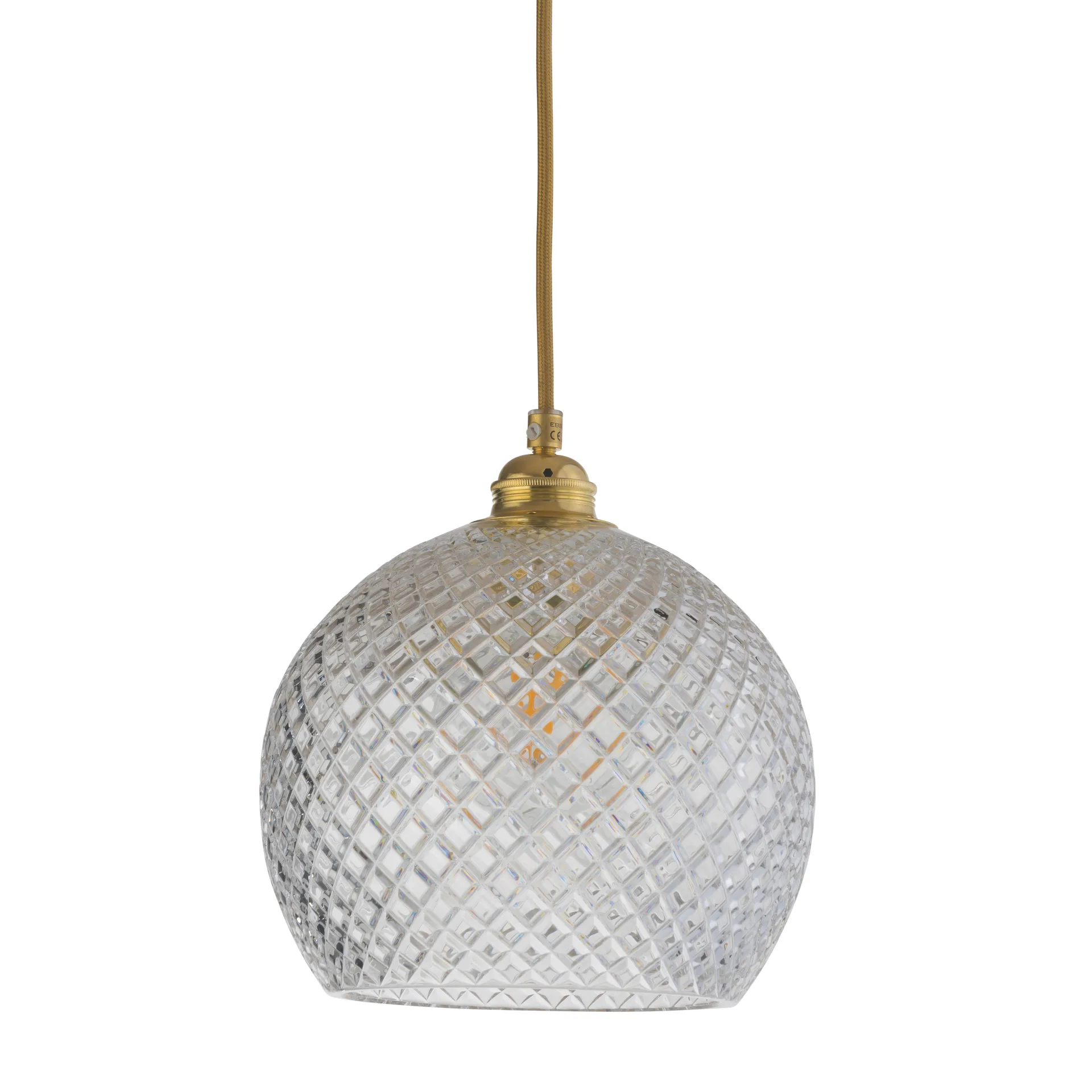 Lampe à suspension Rowan Crystal Ø 22 cm, Small check avec câble doré EBB & FLOW