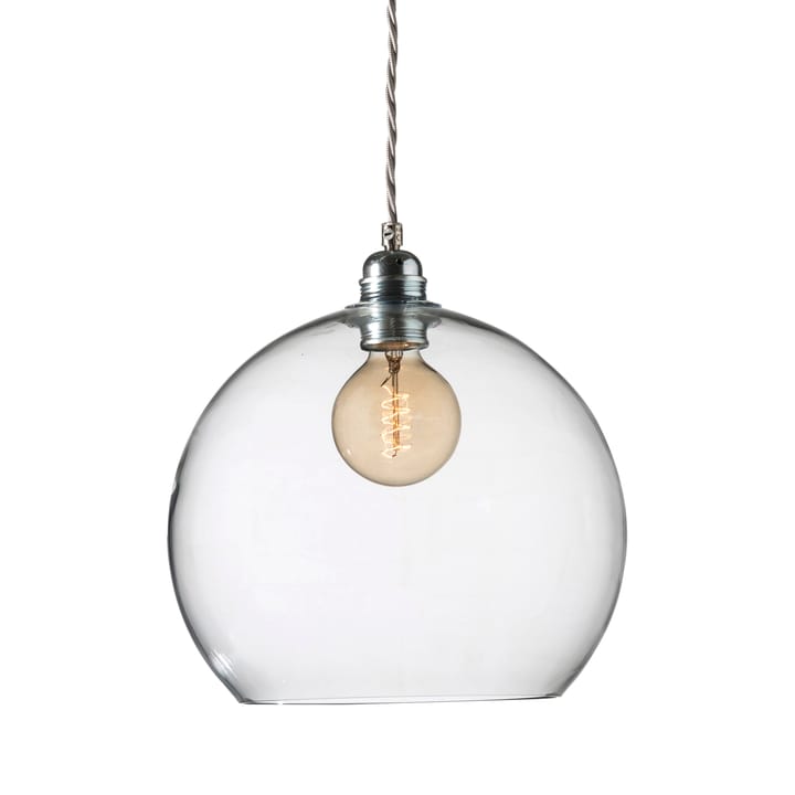Lampe à suspension Rowan L, Ø 28 cm - transparent avec cordon argenté - EBB & FLOW