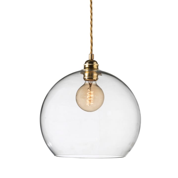 Lampe à suspension Rowan L, Ø 28 cm - transparent avec cordon doré - EBB & FLOW