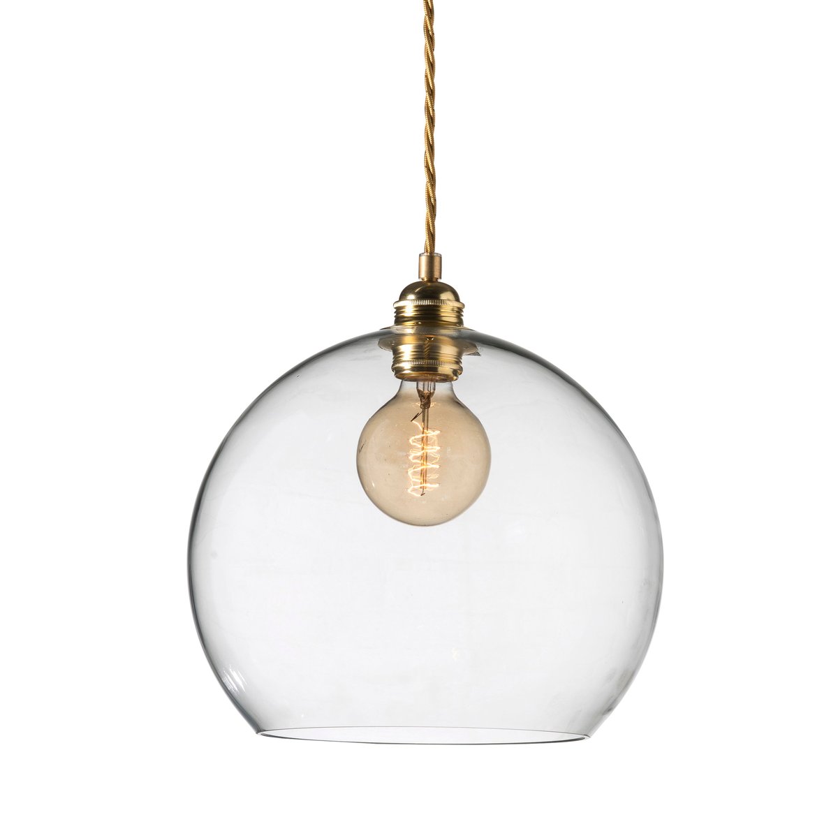 EBB & FLOW Lampe à suspension Rowan L, 28 cm transparent avec cordon doré