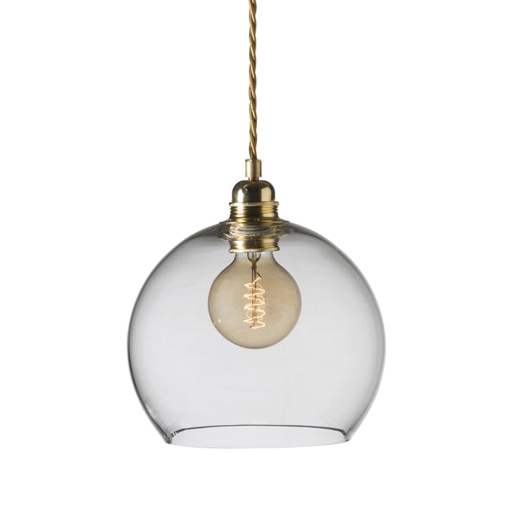 Lampe à suspension Rowan M, Ø 22 cm - transparent avec cordon doré - EBB & FLOW