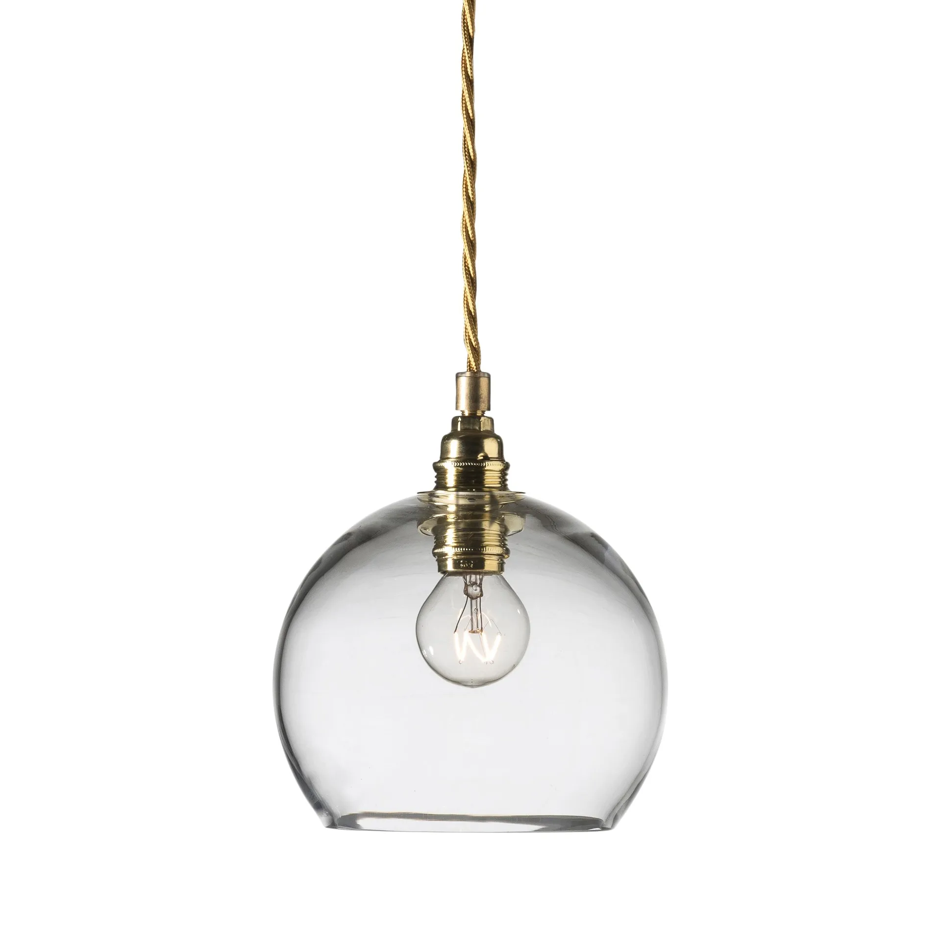 Lampe à suspension Rowan S, Ø 15,5 cm, transparent-doré EBB & FLOW