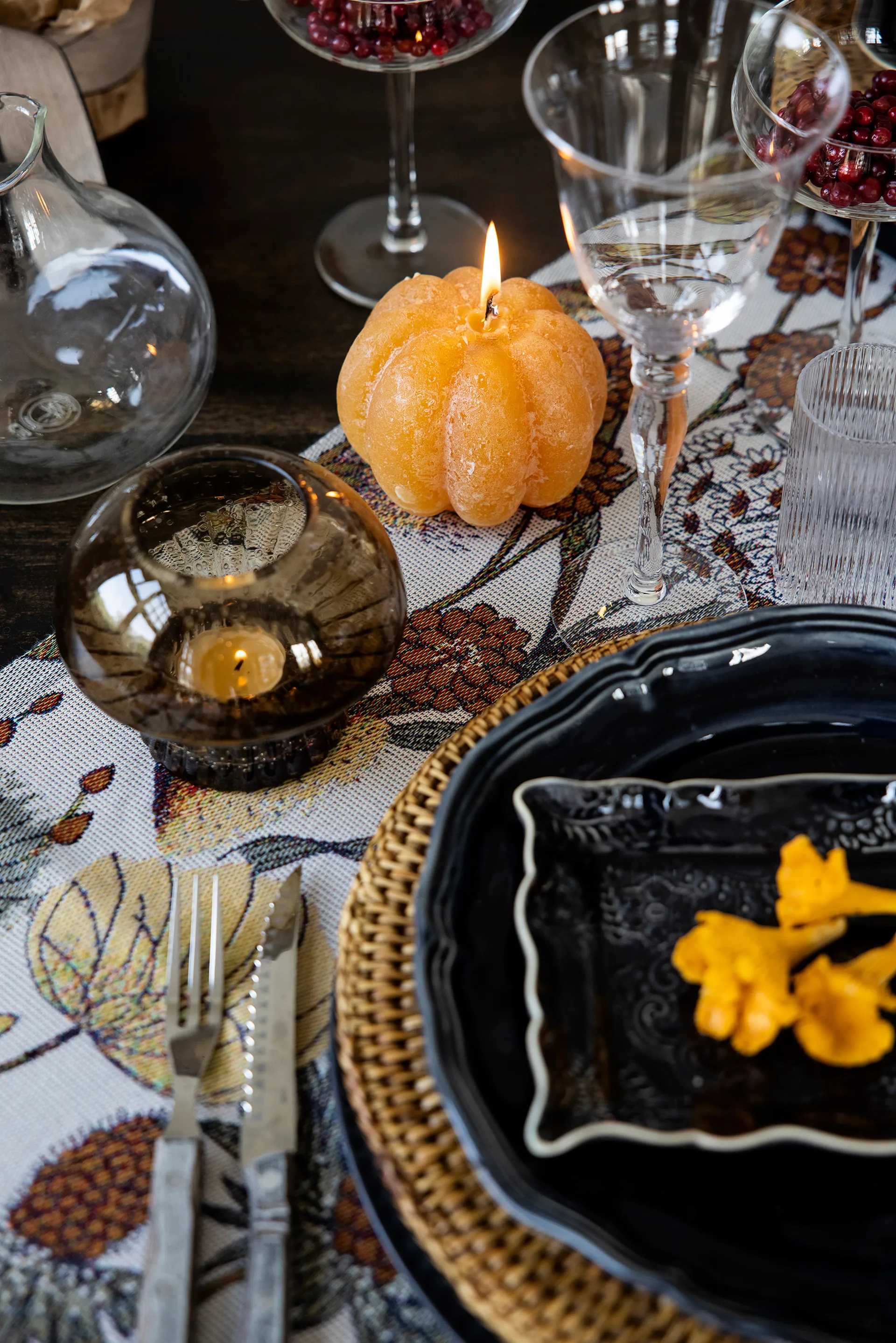 Chemin de table Autumn 35x120 cm, Marron-rouge Ekelund Linneväveri