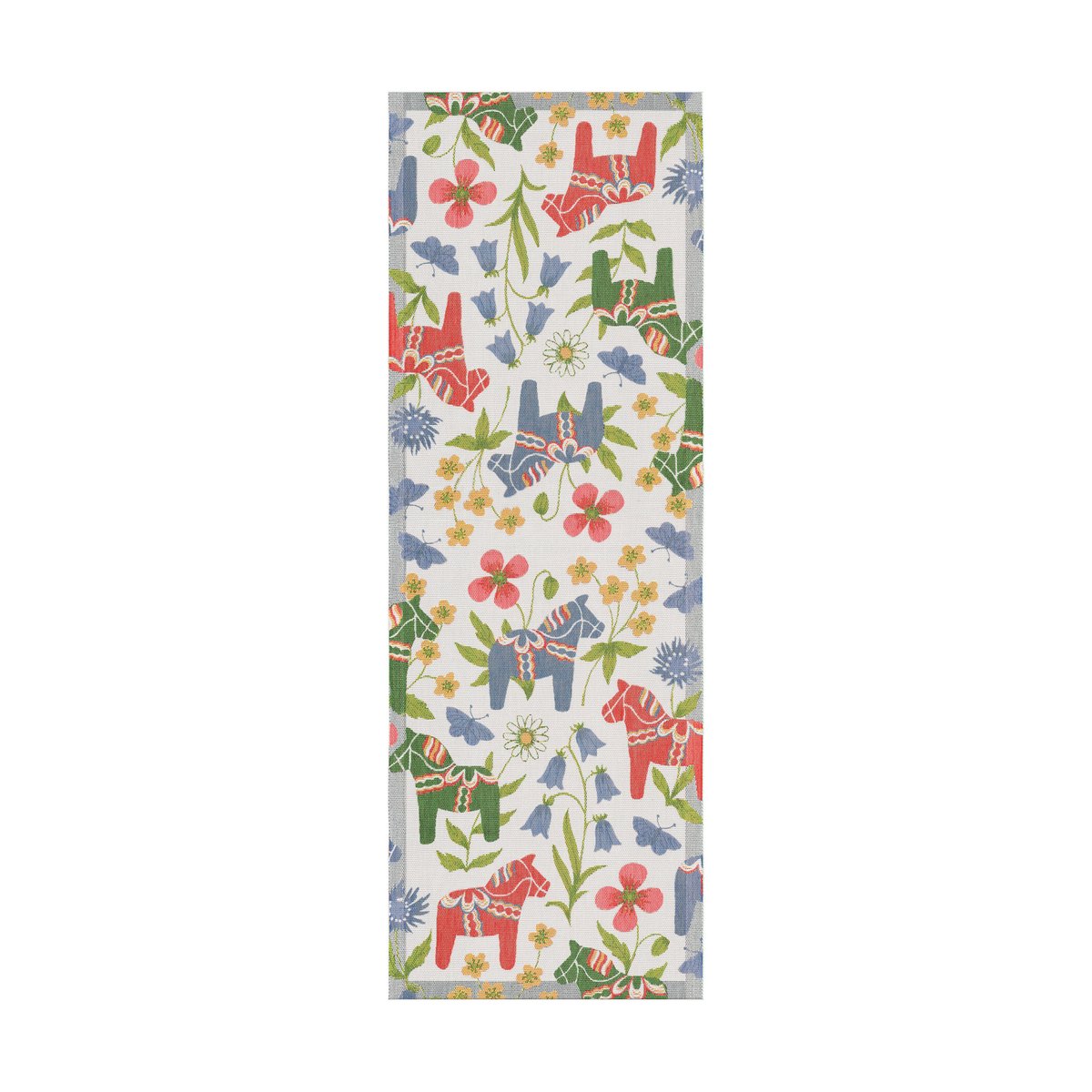 Ekelund Linneväveri Chemin de table Blomsterhäst 35x100 cm Multi