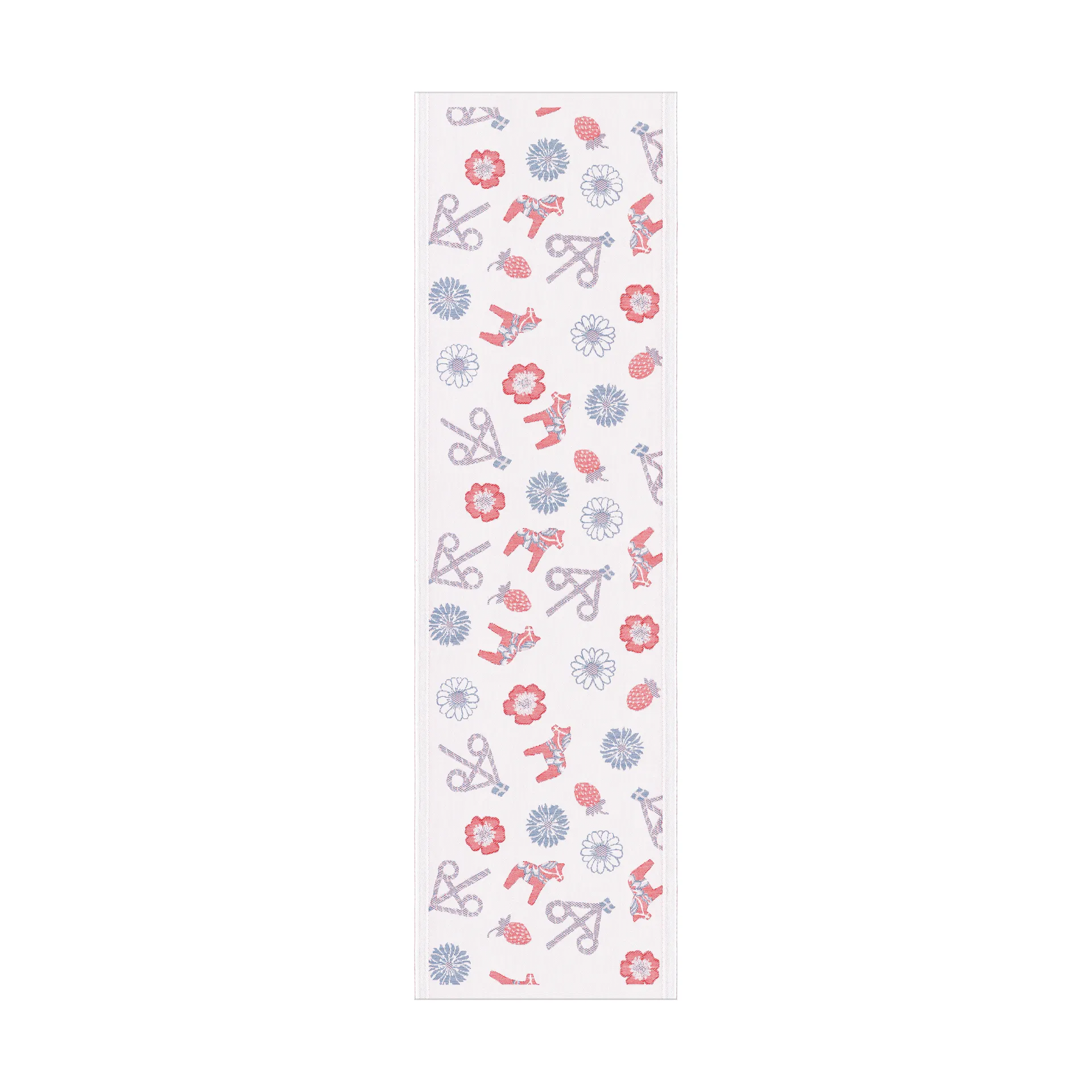 Chemin de table Dalasommar 35x120 cm, Bleu-rouge Ekelund Linneväveri