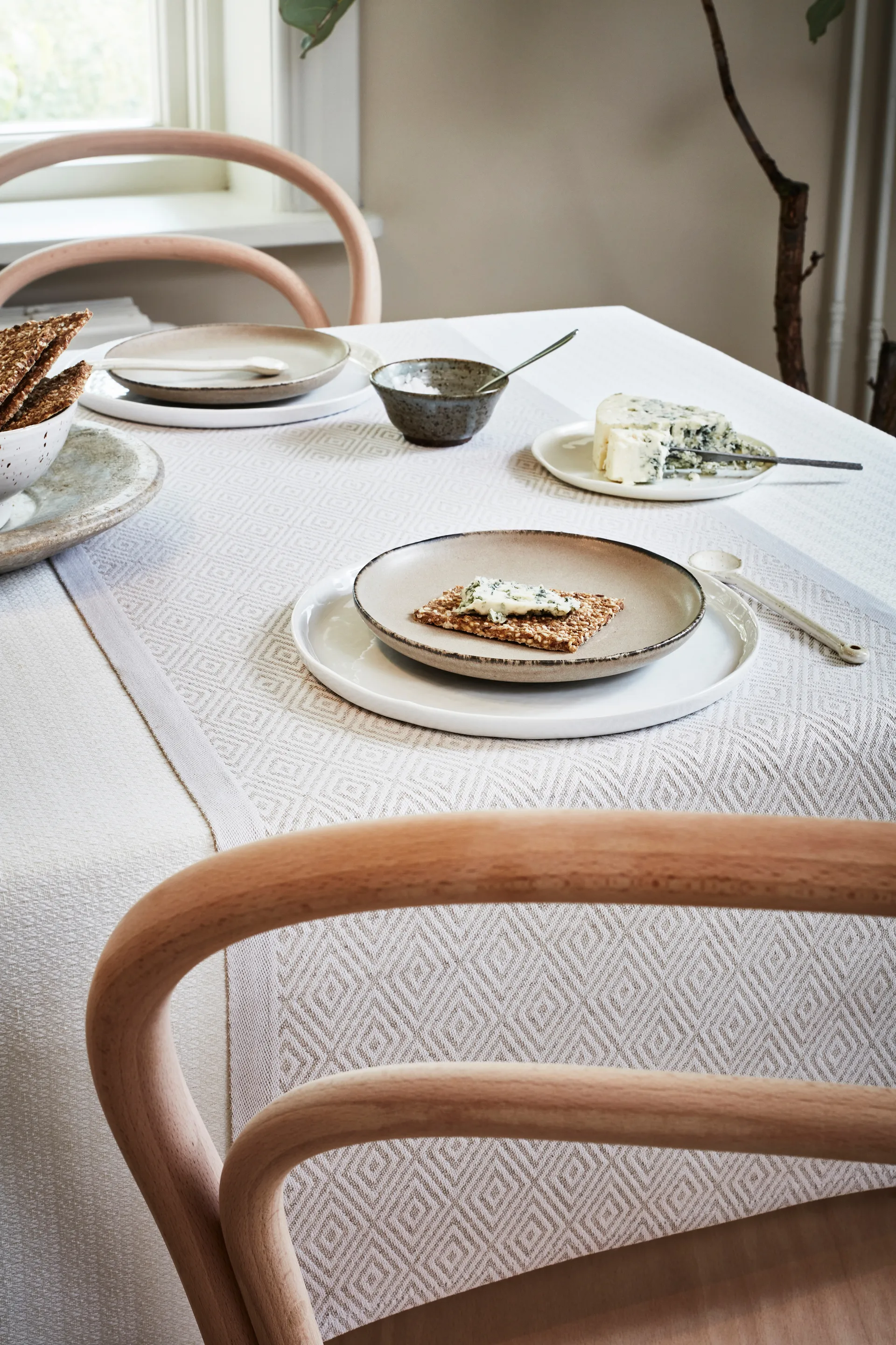 Chemin de table écru Gåsöga, 35x120 cm Ekelund Linneväveri