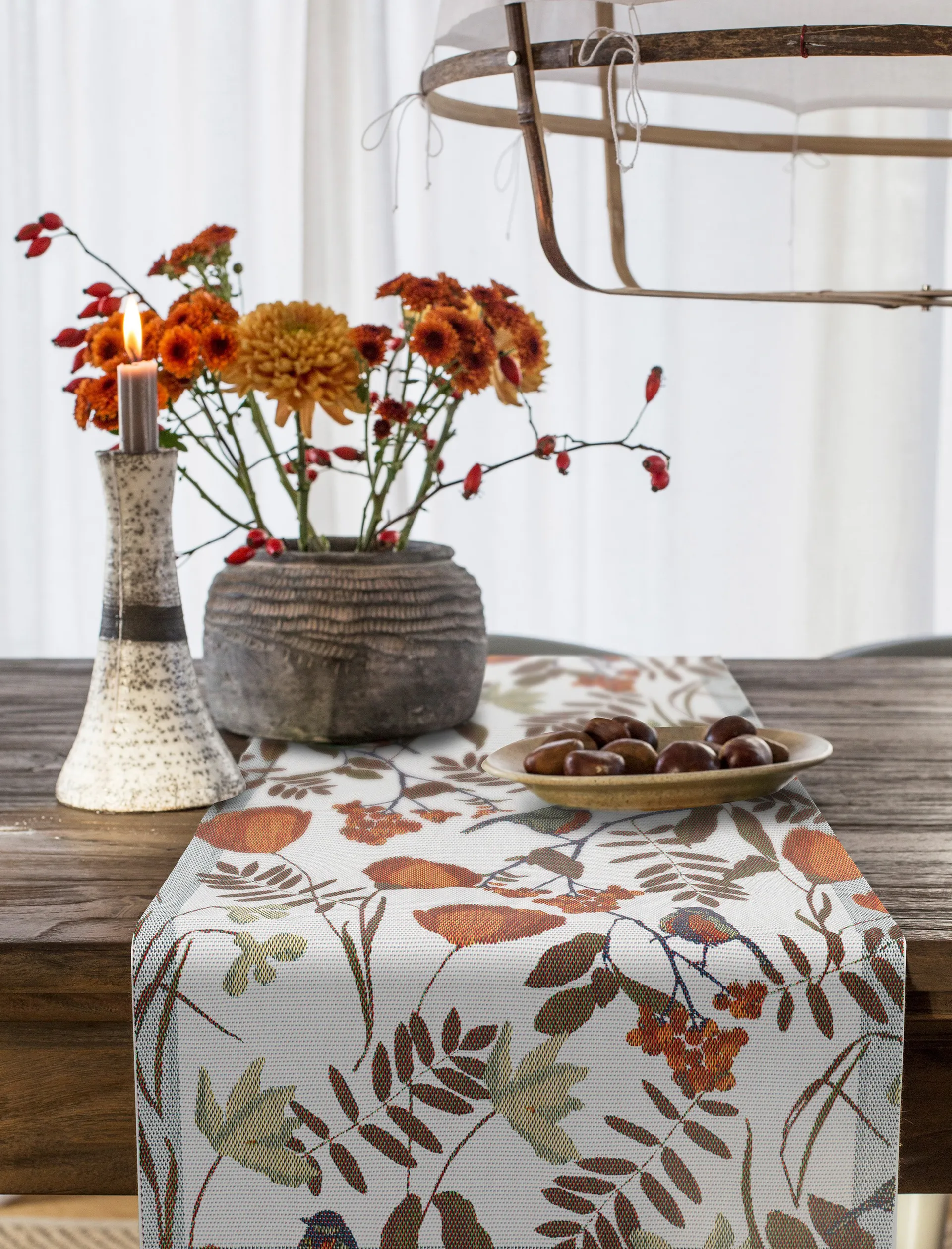 Chemin de table Fåglabäck 35x120 cm, Brun Ekelund Linneväveri