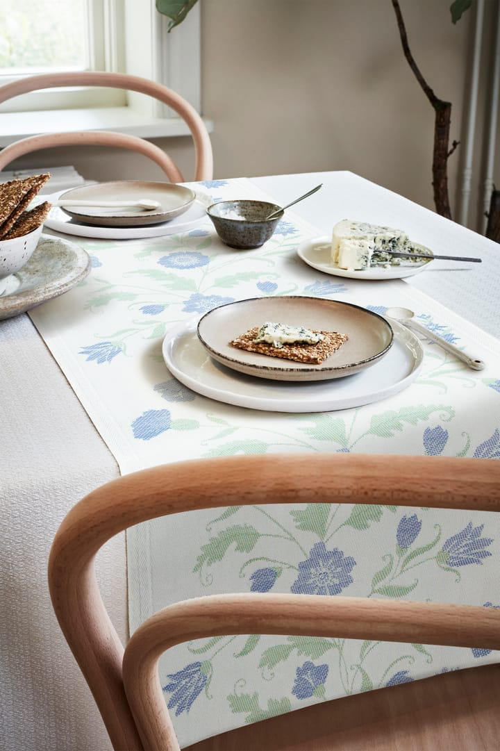 Chemin de table fleurs bleues, 35x120 cm  Ekelund Linneväveri