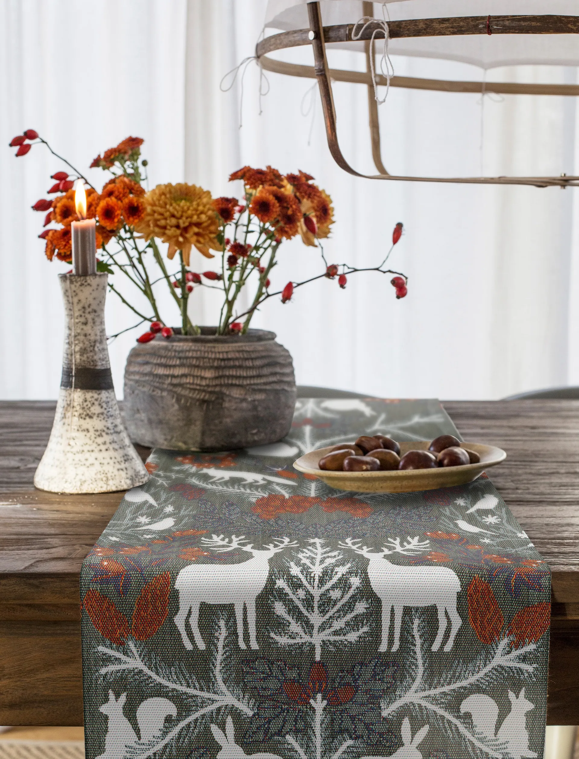 Chemin de table Hjortnäs 35x120 cm, Gris Ekelund Linneväveri