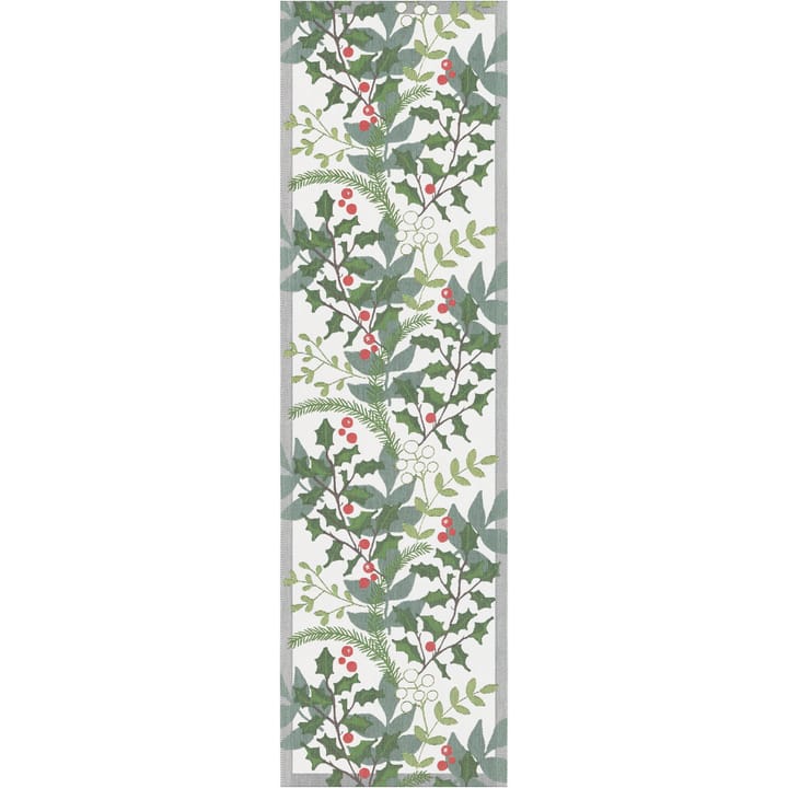 Chemin de table Julia 35x120 cm - Blanc-vert - Ekelund Linneväveri