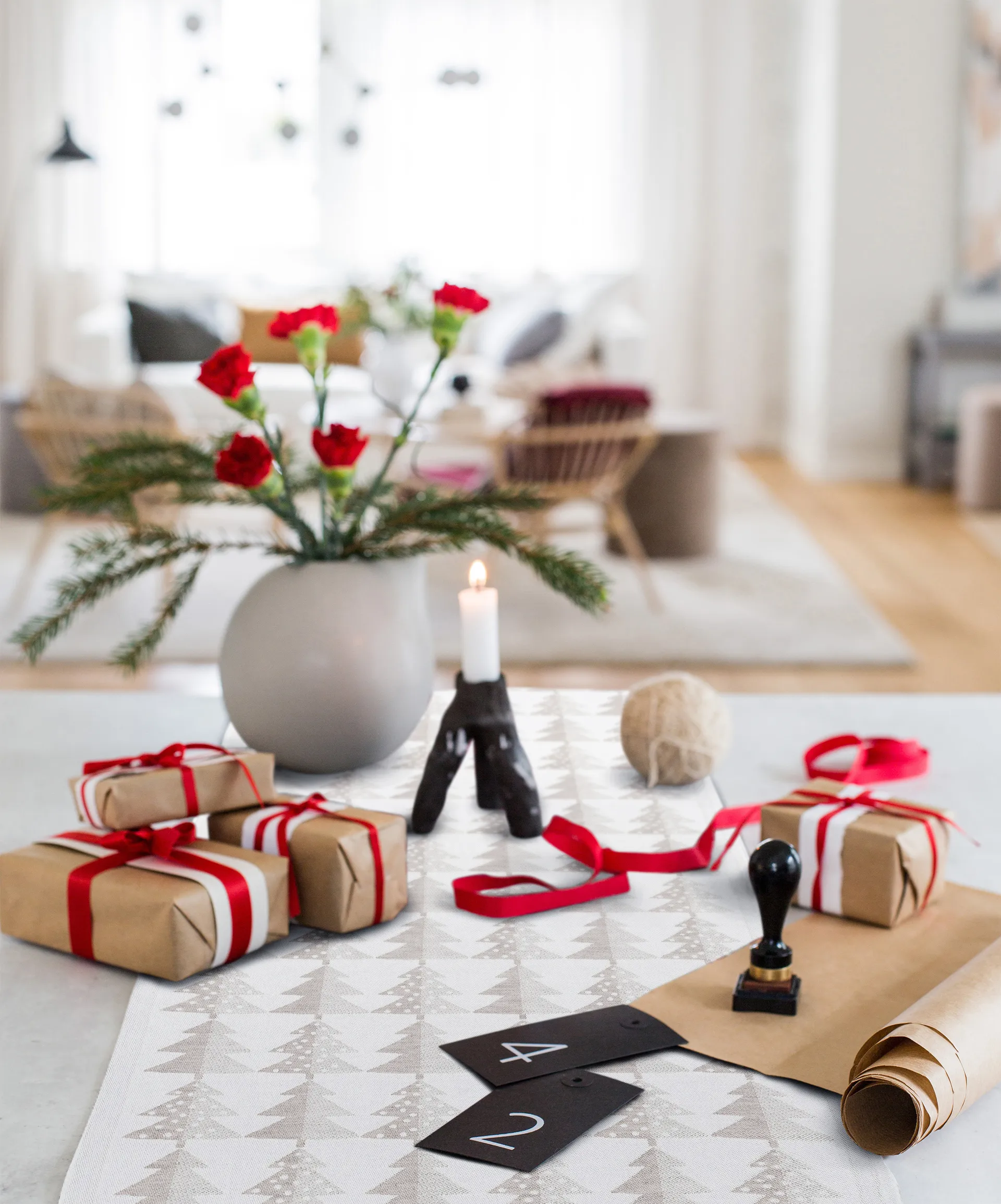 Chemin de table sapins, 35x120 cm  Ekelund Linneväveri