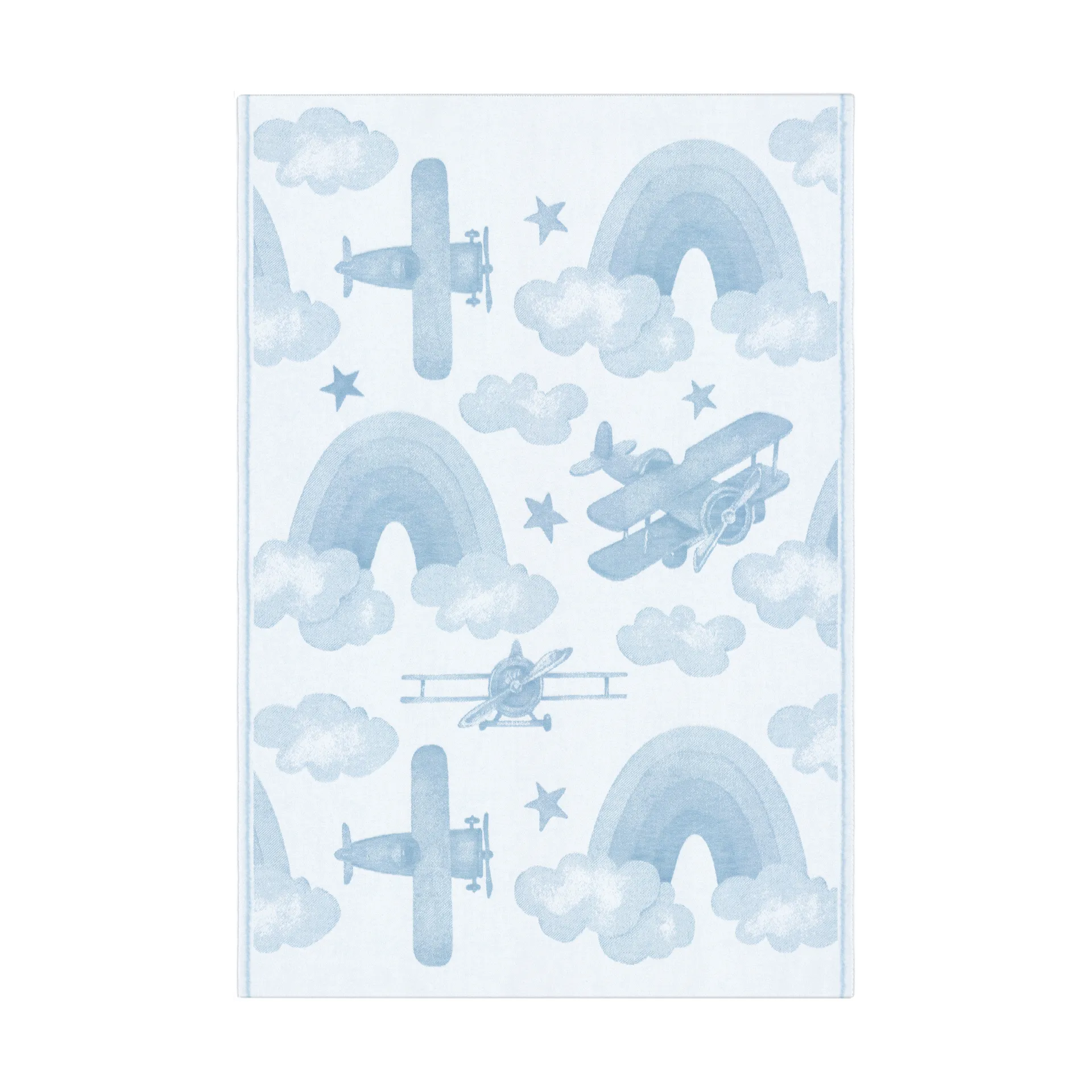 Couverture pour bébé Airplane 72x105 cm, Bleu Ekelund Linneväveri