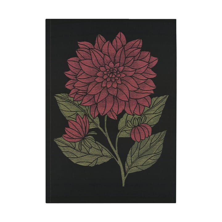 Serviette de cuisine Dahlia 48x70 cm - Rouge-noir-vert - Ekelund Linneväveri