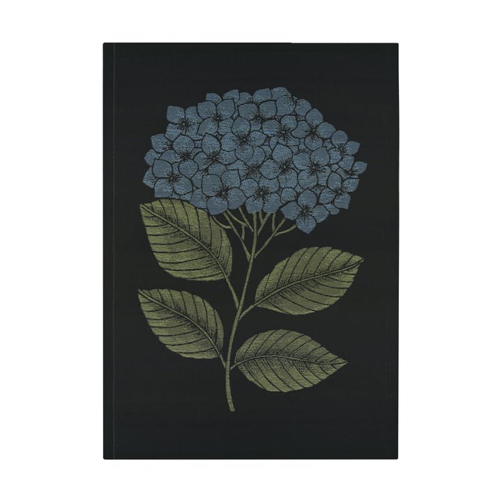 Serviette de cuisine Hydrangea 48x70 cm - Noir-bleu - Ekelund Linneväveri