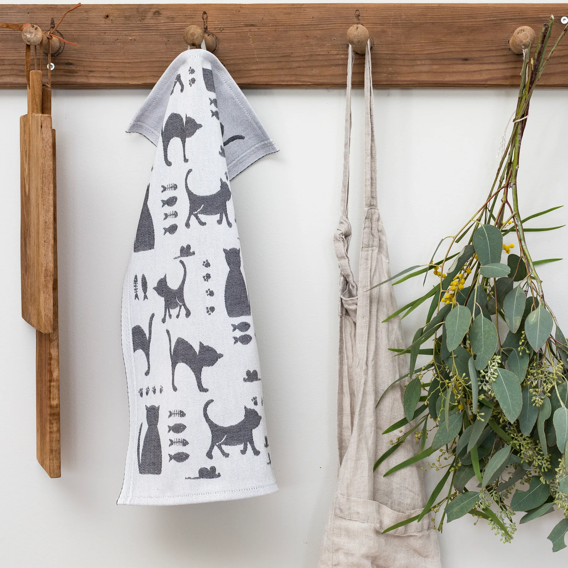 Serviette de cuisine Kattliv 48x70 cm, Gris Ekelund Linneväveri