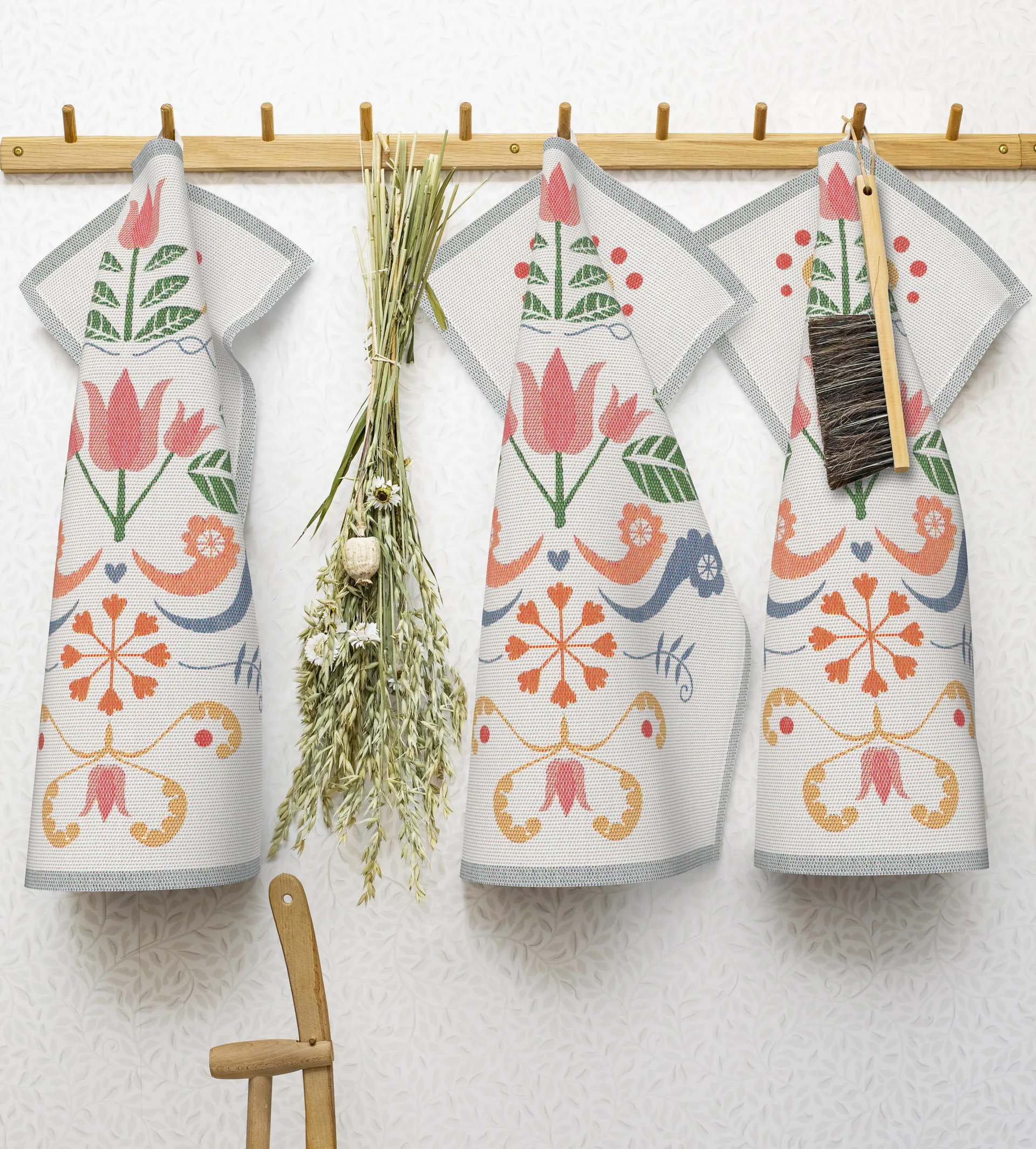 Serviette de cuisine Lindas tulpan 40x60 cm, Rose-gris Ekelund Linneväveri