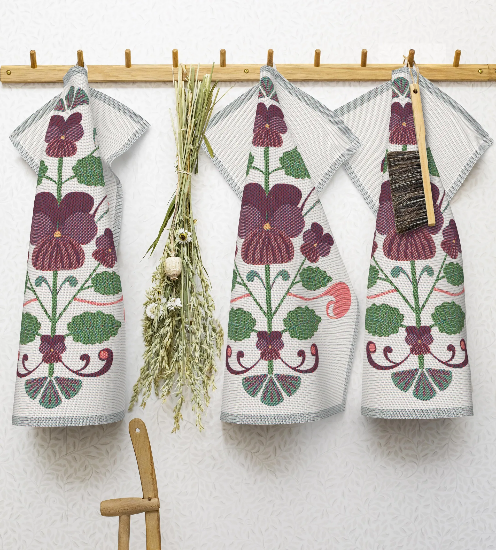 Serviette de cuisine Lindas viol 40x60 cm, Lilas-gris Ekelund Linneväveri