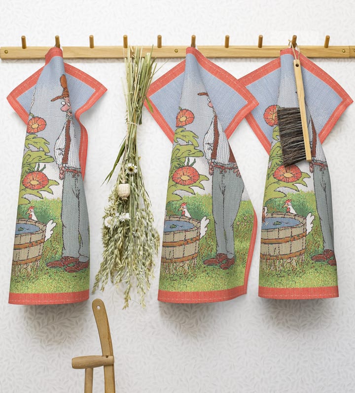 Serviette de cuisine Pettson & Findus, Findus se baigne Ekelund Linneväveri