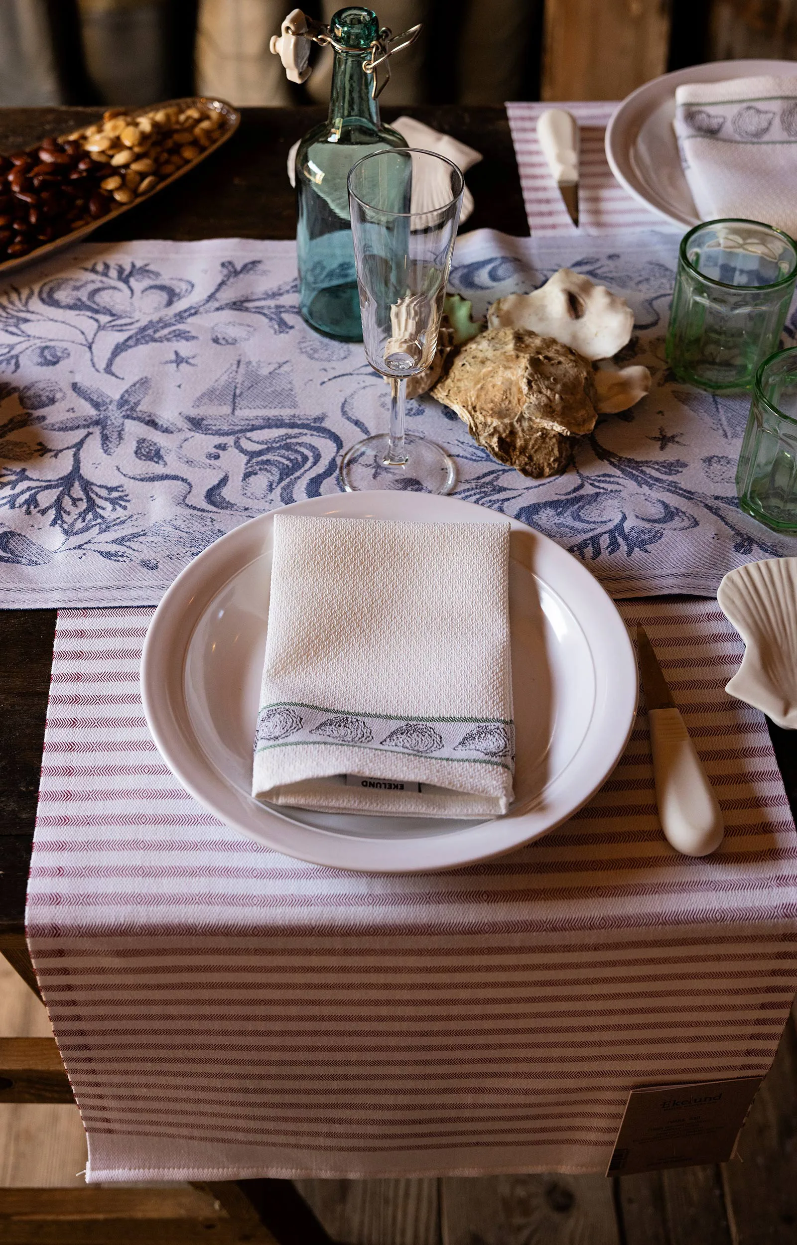 Serviette en tissu Tvärs 50x50 cm, Rouge Ekelund Linneväveri