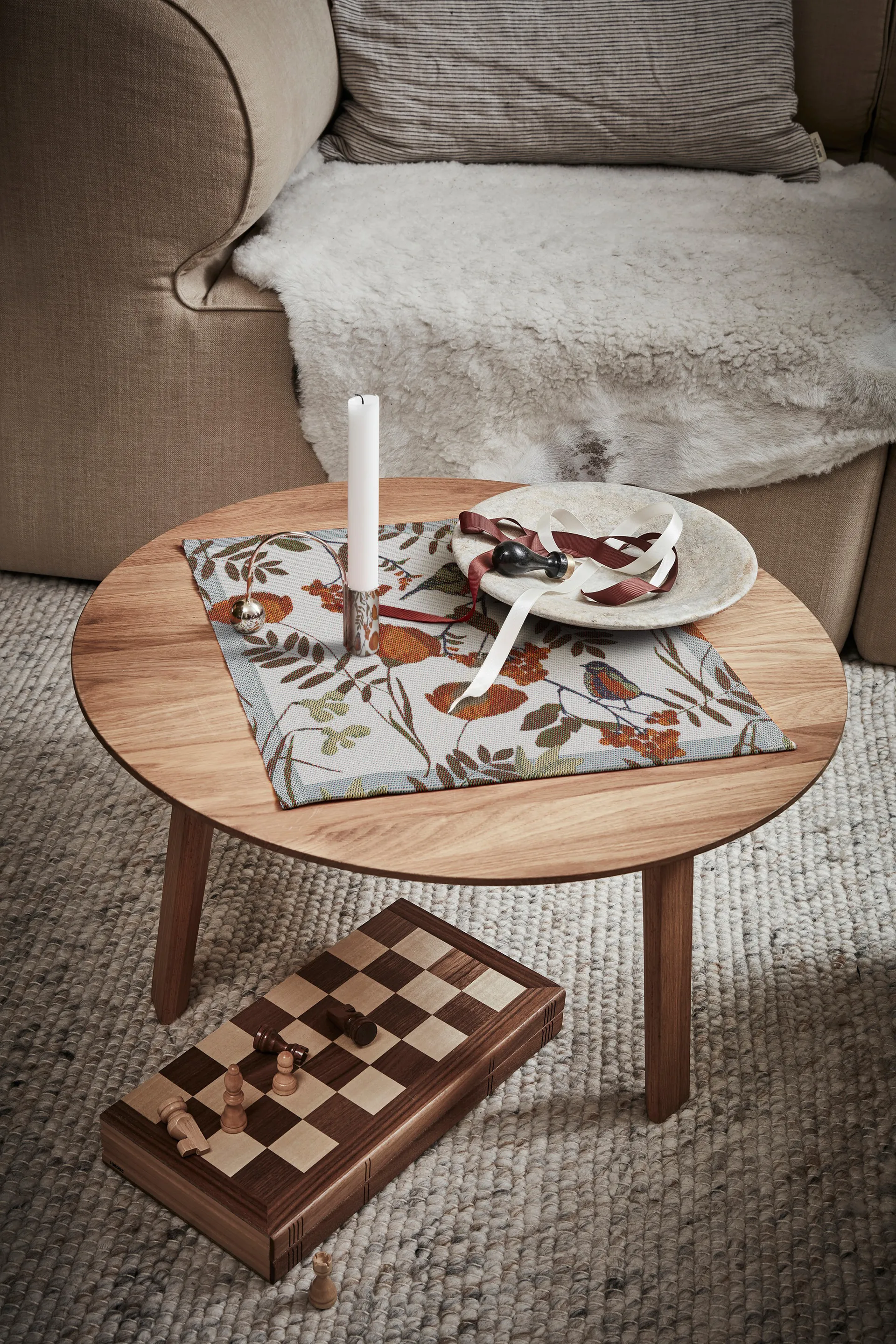 Serviette Fåglabäck 35x35 cm, Marron-orange Ekelund Linneväveri