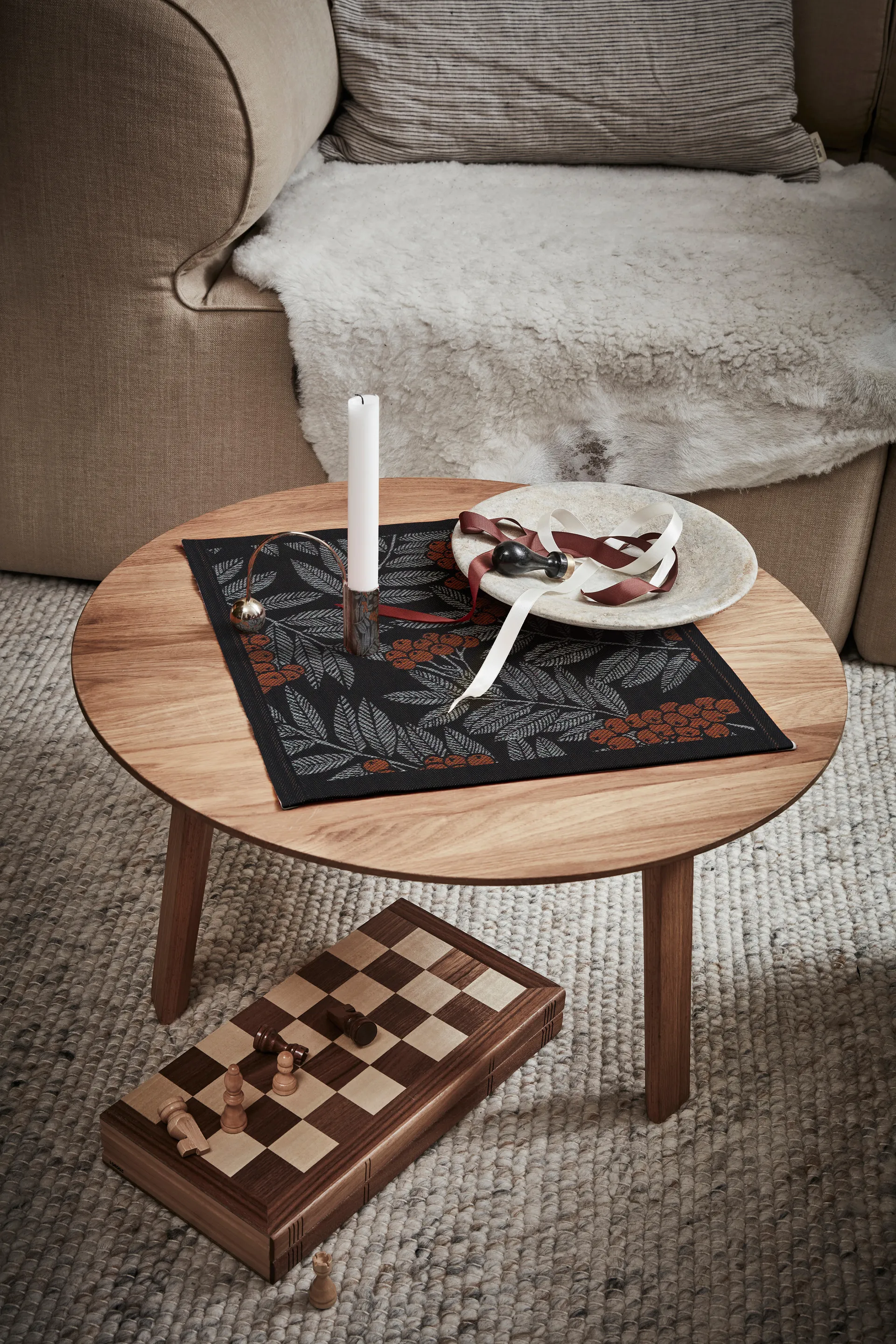 Serviette feuilles de sorbier, 35x35 cm  Ekelund Linneväveri