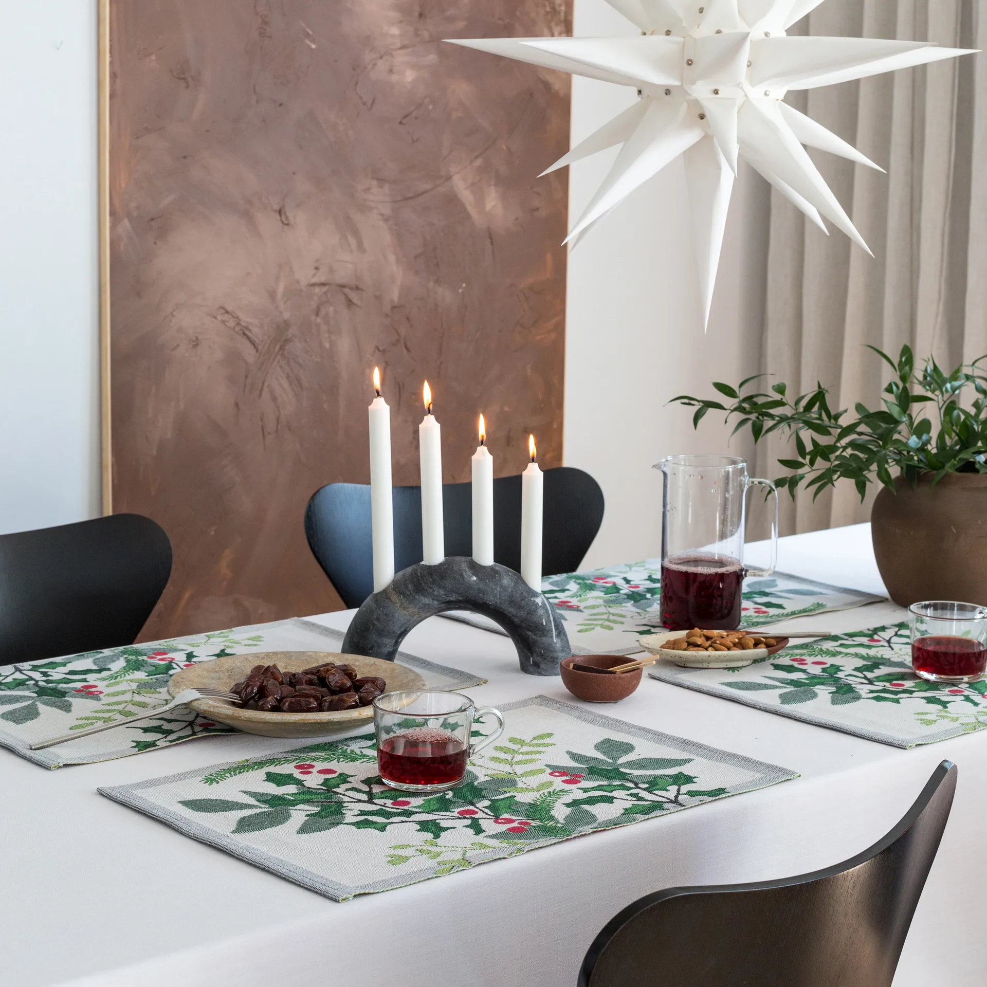 Set de table Julia 35x48 cm, Blanc-vert Ekelund Linneväveri