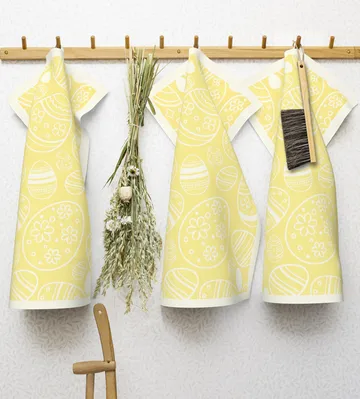 Torchon Easter Egg 35x50 cm - Jaune - Ekelund Linneväveri