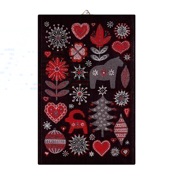 Ekelund Linneväveri Torchon Julnatt noir | Design Scandinave | Torchons | Rouge