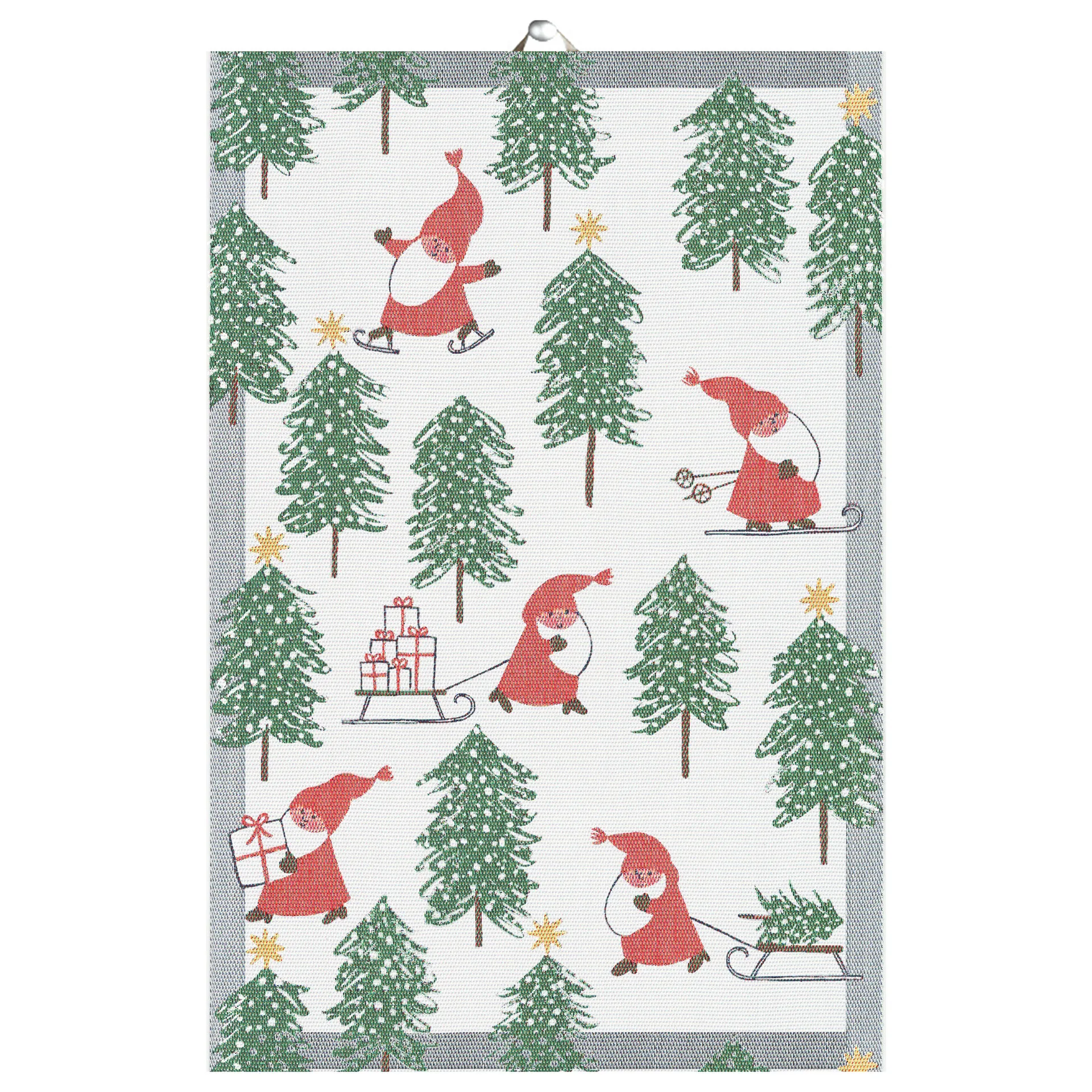 Torchon Tomtesprång 40x60 cm, Blanc-vert-rouge Ekelund Linneväveri