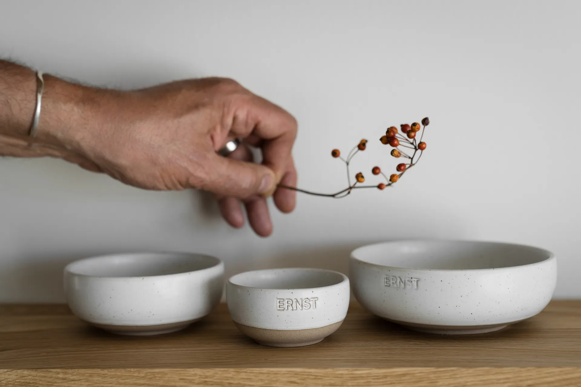 Bol Ernst, Fond blanc-naturel, Ø8 cm ERNST