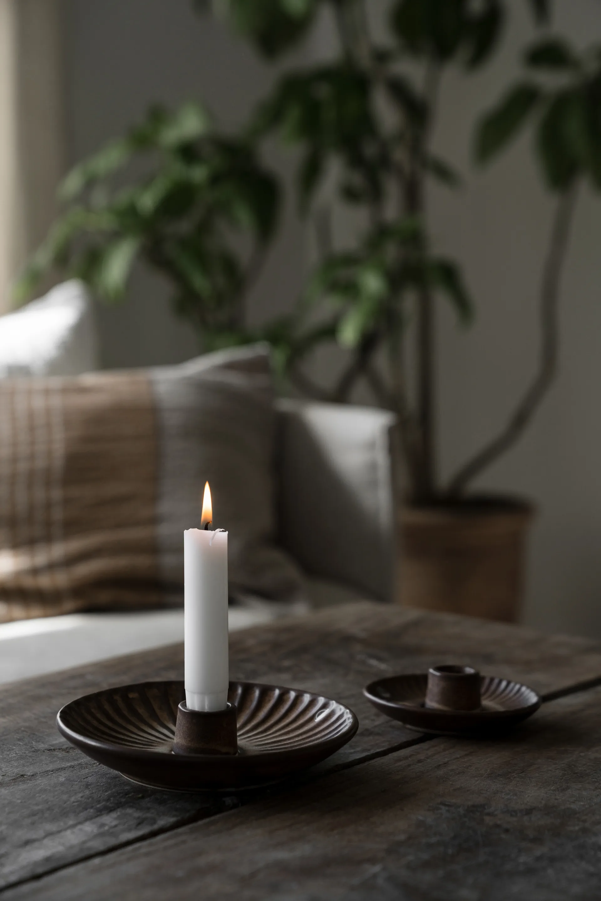 Bougeoir Ernst Ø10,5x3,5 cm, Brun-beige ERNST