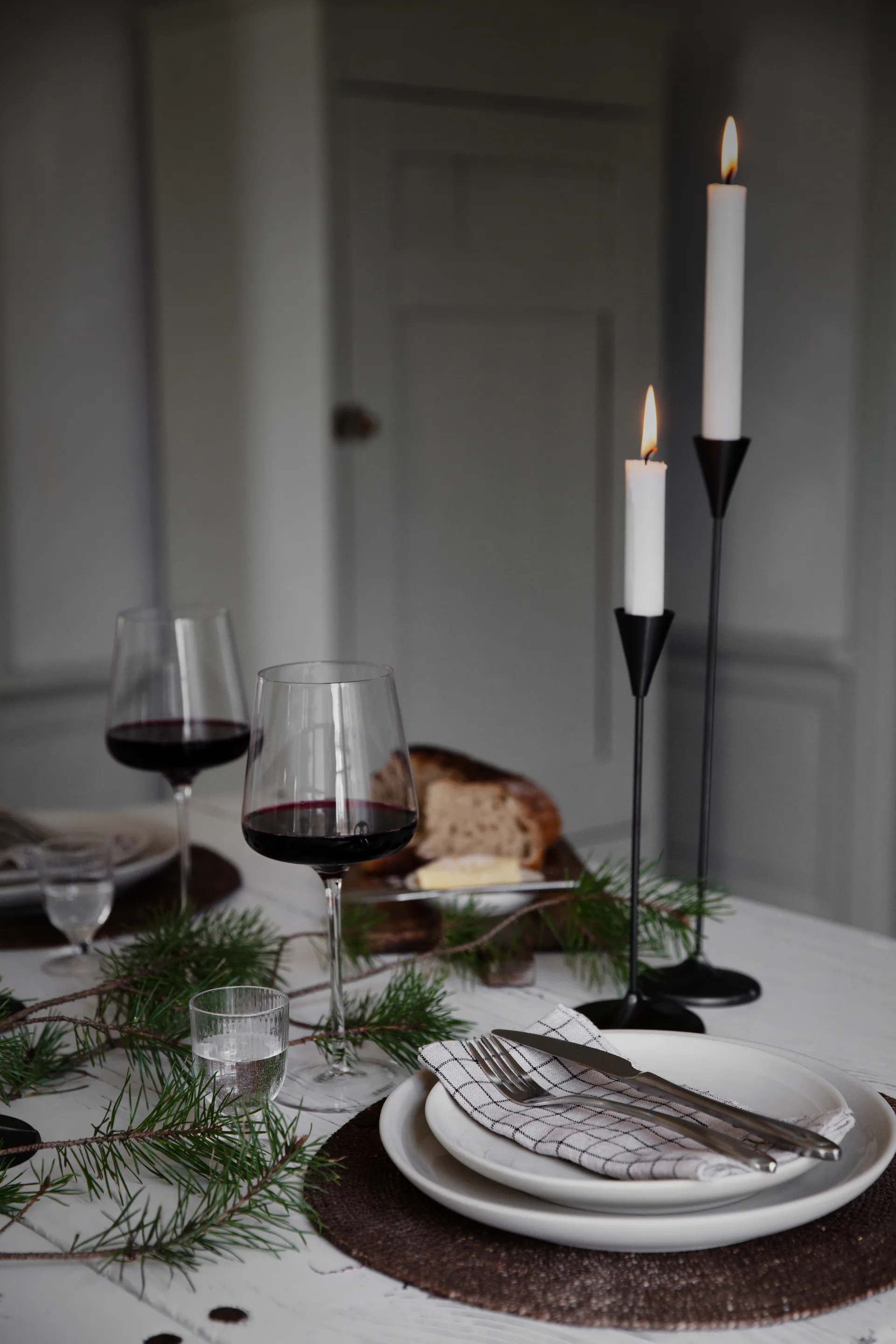 Bougeoir Ernst chrome noirci, 35 cm ERNST