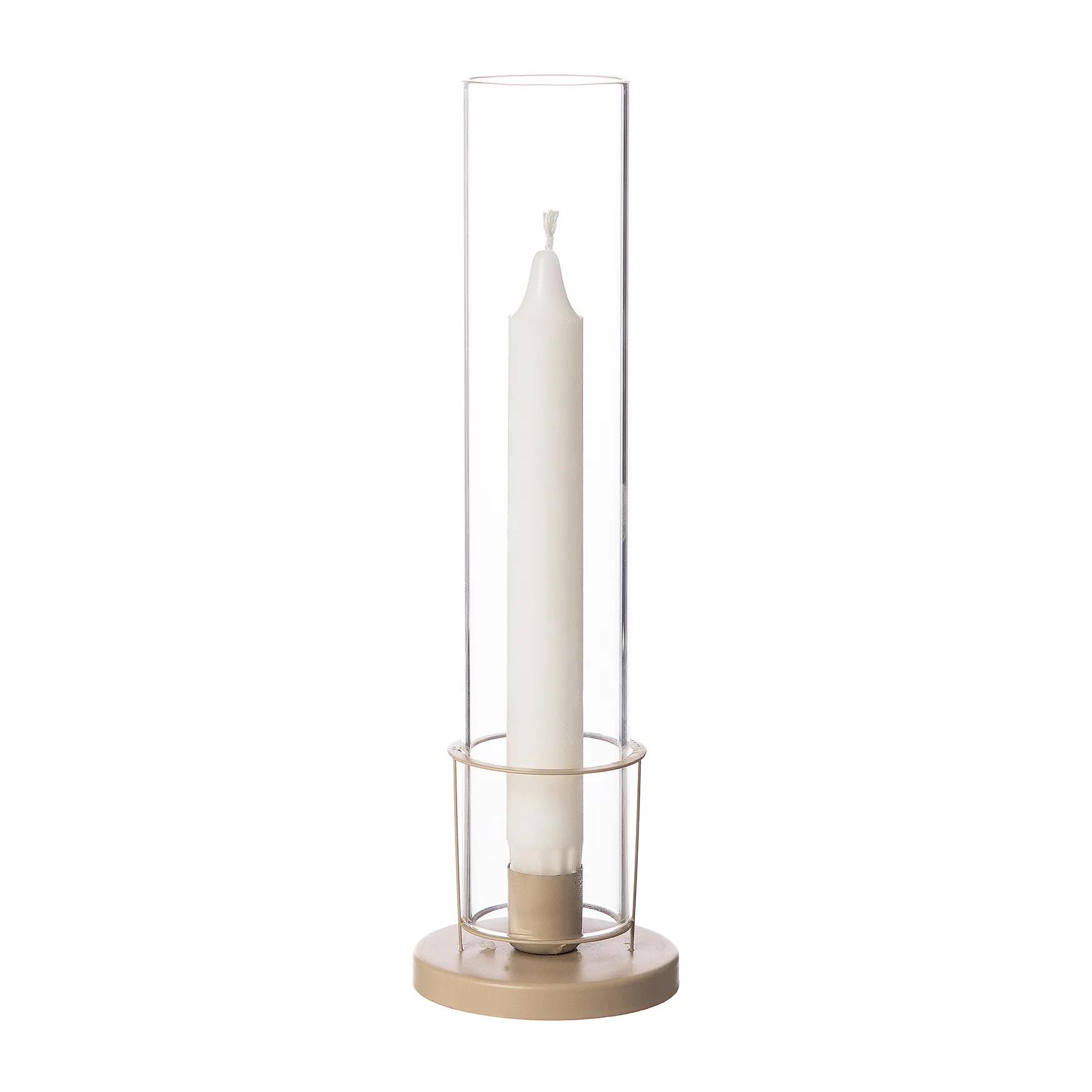 Bougeoir Ernst cylindre en verre fin, Beige ERNST