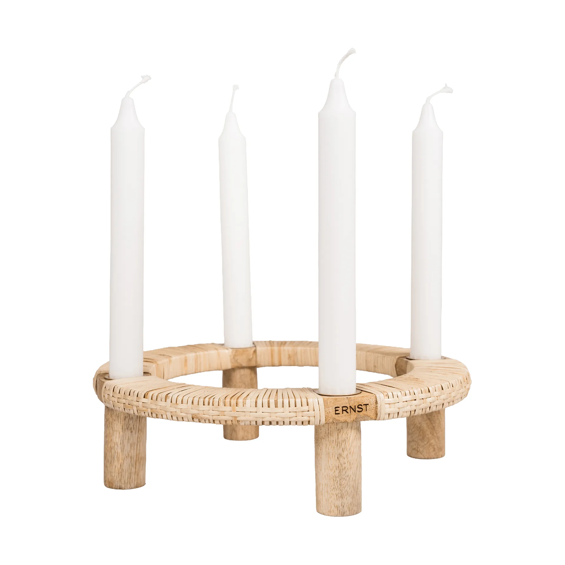 Bougeoir rond 4 bougies Ernst, Bois clair ERNST