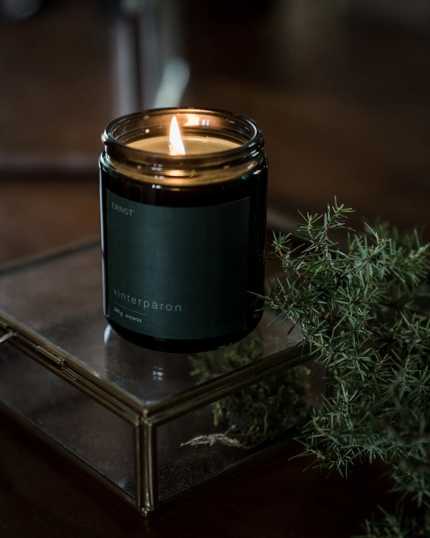 Bougie parfumée en verre à couvercle Ernst Ø9 cm, Poire d'hiver ERNST