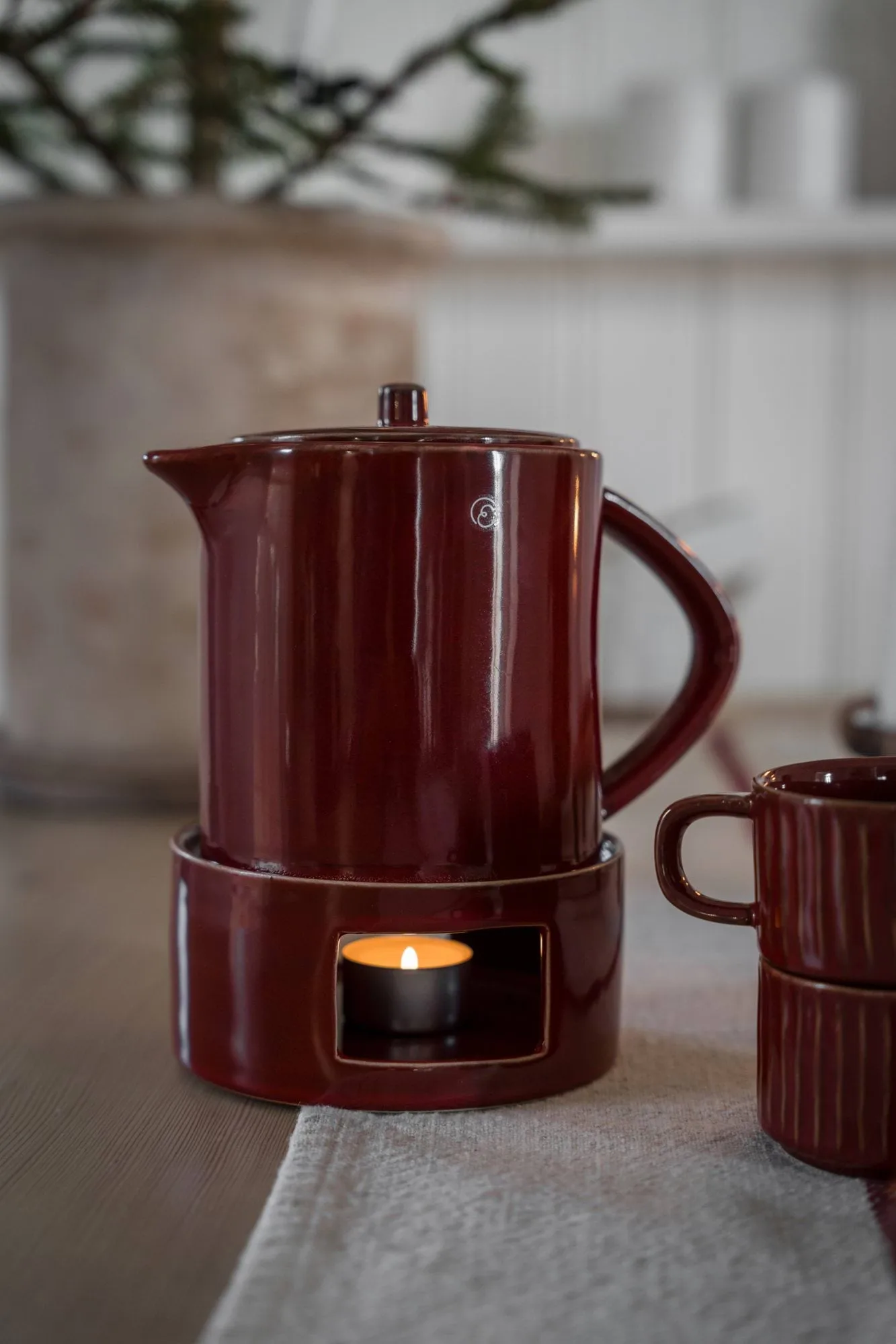 Carafe à glögg avec réchaud Ernst, Rouge ERNST