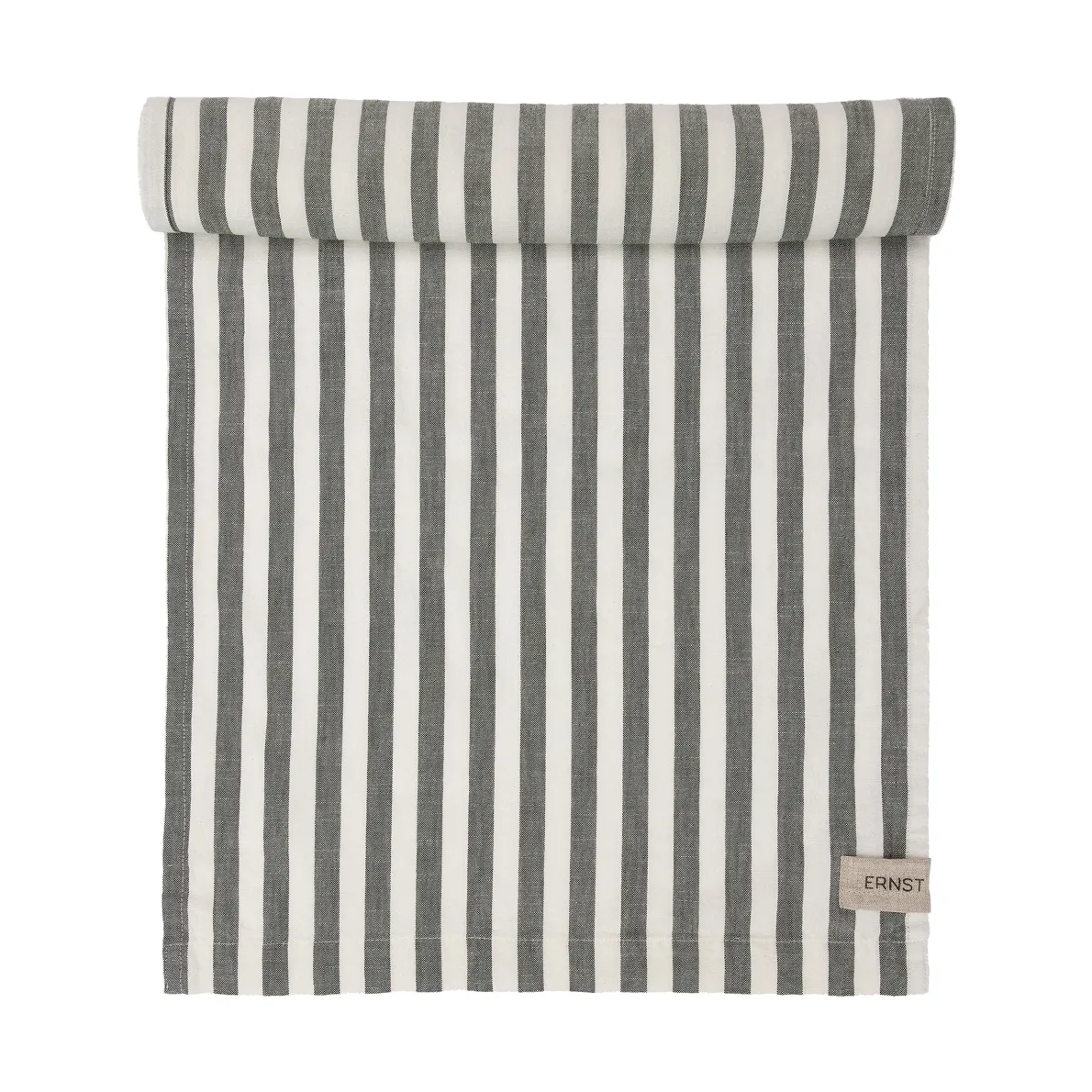 Chemin de table Ernst large rayure 45x250, Vert-blanc ERNST