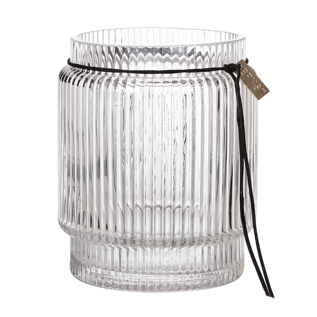 Ernst Vase en verre rainuré transparent, Ø12,7 cm ERNST
