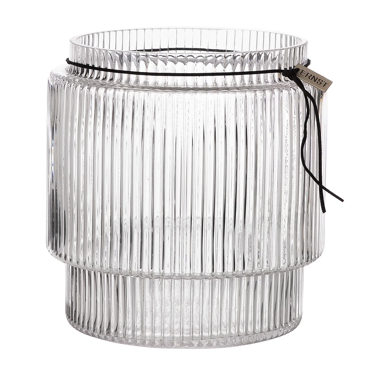 Ernst Vase en verre rainuré transparent, Ø19,5 cm x h20 cm ERNST