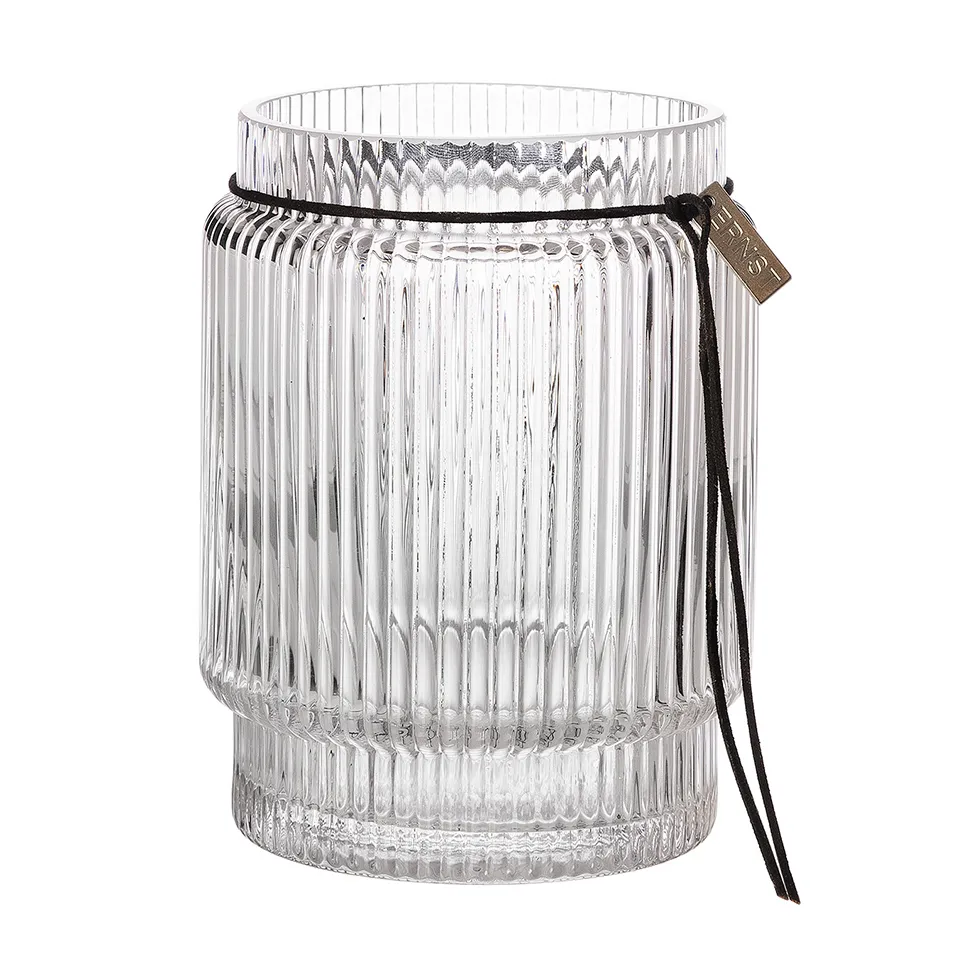 Ernst Vase en verre rainuré transparent, Ø8 cm ERNST