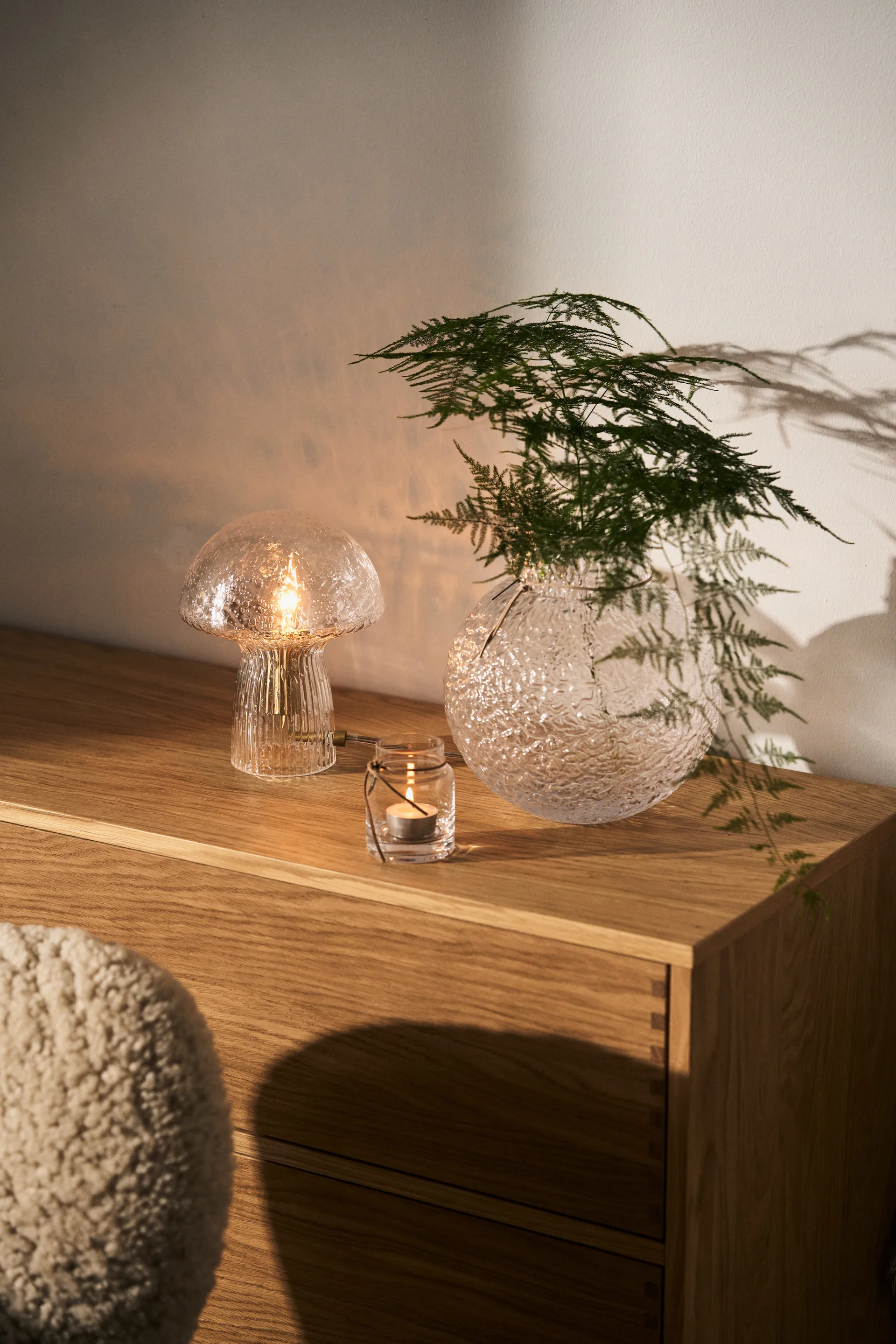 Ernst Vase en verre structuré transparent, Ø21 cm ERNST