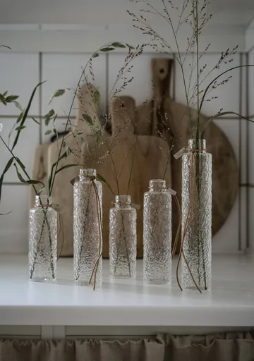 Ernst Vase en verre structuré transparent - Ø5x25 cm - ERNST