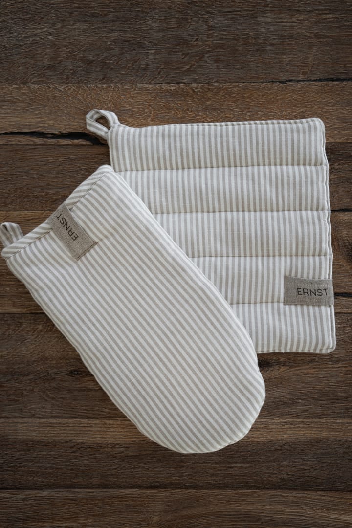 Gant de cuisine Ernst rayé, Rayé beige-blanc ERNST