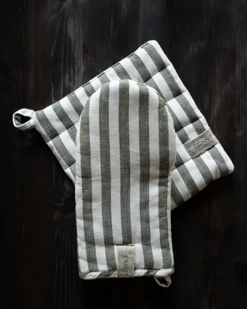 Gant de cuisine Ernst rayures larges - Sauge-blanc - ERNST