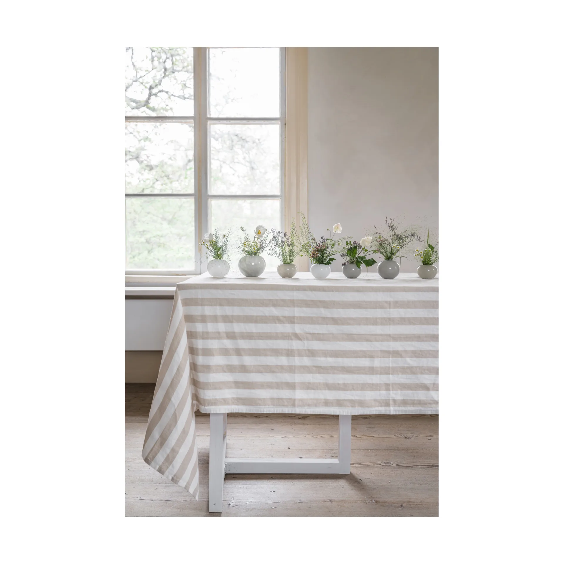 Nappe rayée Ernst 145x300 cm, Beige-blanc ERNST