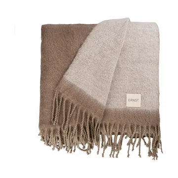 Plaid Ernst avec franges 130x170 cm - Beige-blanc - ERNST