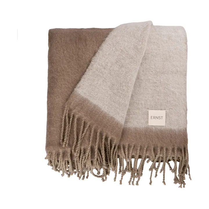 Plaid Ernst avec franges 130x170 cm - Beige-blanc - ERNST