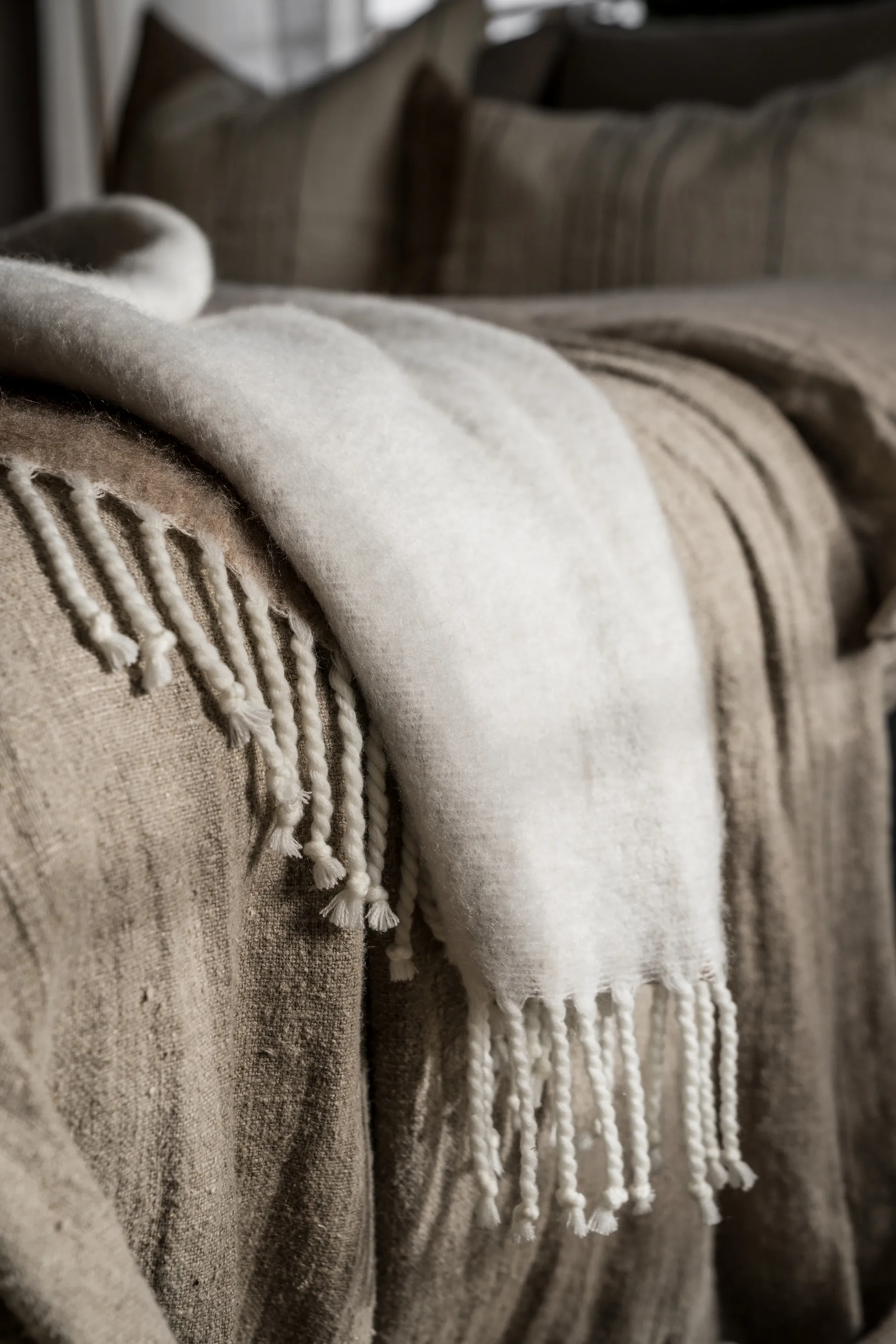 Plaid Ernst avec franges 130x170 cm, Beige ERNST