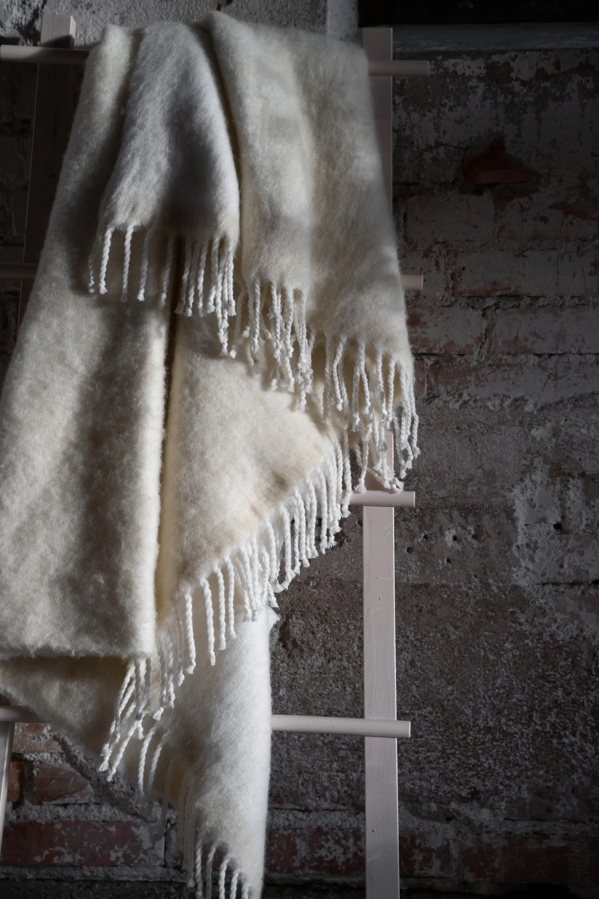 Plaid Ernst avec franges 130x170 cm, Blanc naturel ERNST